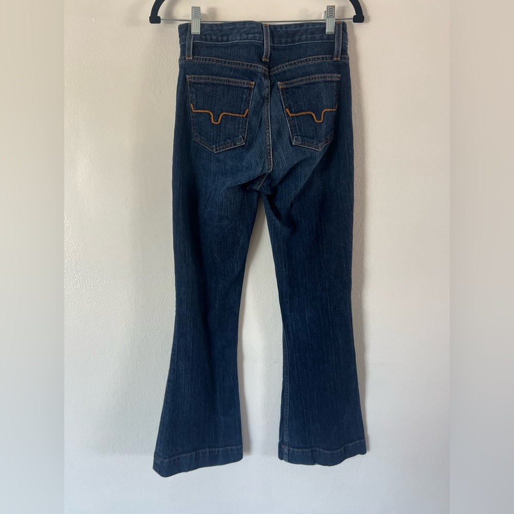 Kimes Ranch Jennifer Dark Wash High Rise Flare Leg With Trouser Hem Jeans - Picture 7 of 11